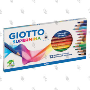 Pastelli a matita Giotto Supermina: astuccio con 12 u., mina colori assortiti