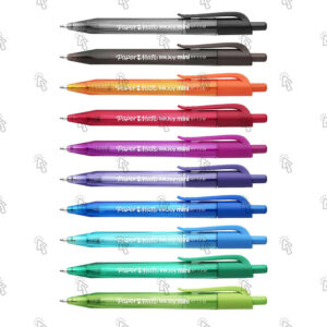 Penna Paper Mate InkJoy Mini 100 RT: assortiti, medio, nero, blu, rosso, verde, arancio, verde chiaro, rosa, viola, marrone e blu sky, cf. da 10 u.