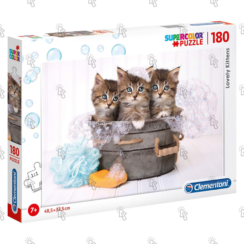 Puzzle Clementoni Supercolor: 180 pezzi, 48.5 X 33.5 cm, Lovely Kittens
