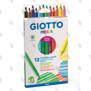 Pastelli a matita Giotto Mega: astuccio appendibile con 12 u.