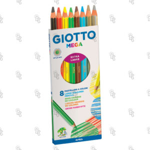Pastelli a matita Giotto Mega: astuccio appendibile con 8 u., mina assortiti + argento (1) + oro (1)