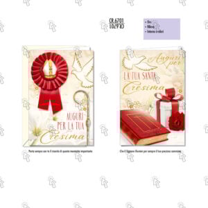 Biglietto aug. Cromo: santa cresima
