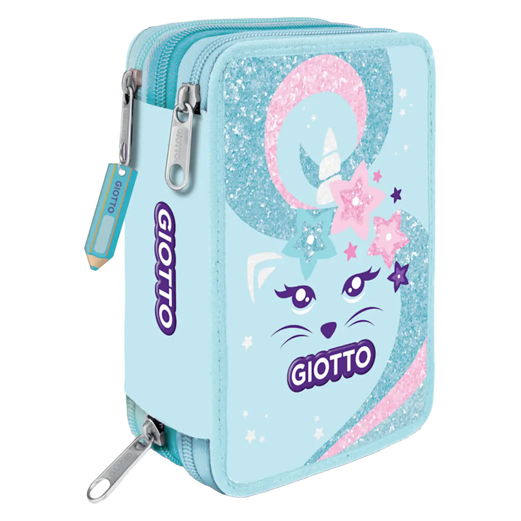 Astuccio 3 Zip Giotto Catty Candy: acquamarina / rosa
