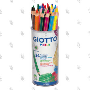 Pastelli a matita Giotto Mega: barattolo con 24 u., mina colori assortiti