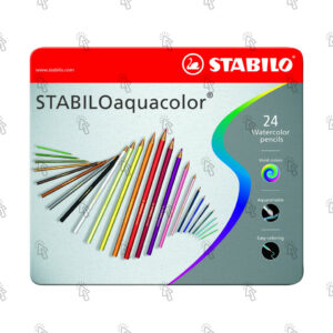 Matita colorata Stabilo Aquacolor: astuccio in metallo con 24 u.