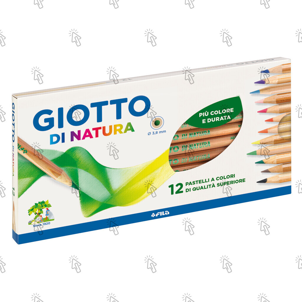 Pastelli a matita Giotto Di Natura: astuccio con 12 u., mina colori assortiti