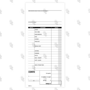 Blocco Data Ufficio conti ristorante – pizzerie – trattorie: 50 fogli, in duplice copia, autoricalcante, 21.5 X 10 cm