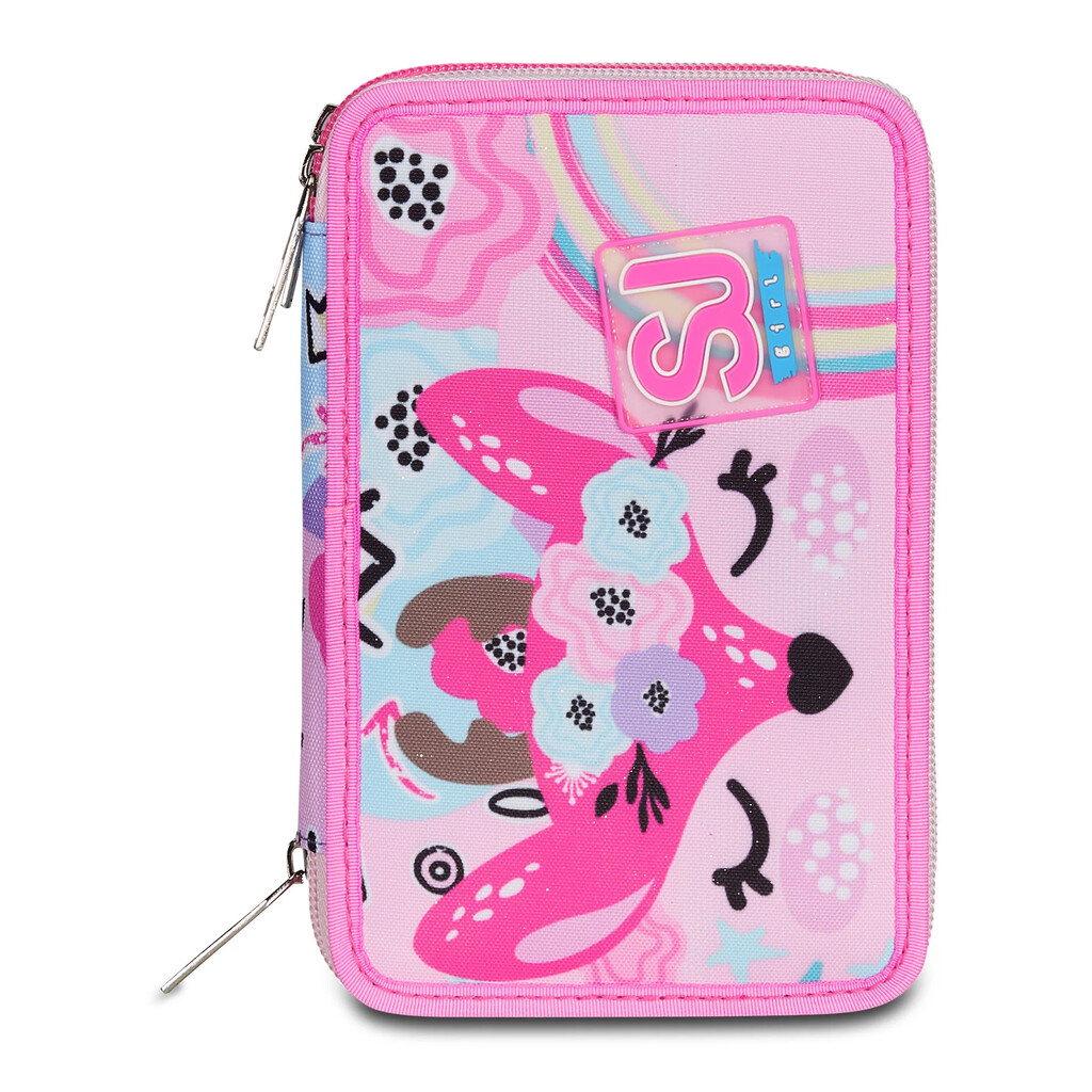 Astuccio 3 Zip Seven Big Sj Gang Pinkhugs: rosa, in tessuto - immagine 6