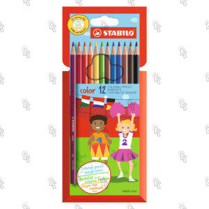 Pastelli a matita Stabilo Color: astuccio appendibile con 12 u., mina colori assortiti (12 colori base)