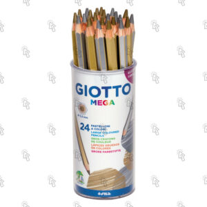 Pastelli a matita Giotto Mega: barattolo con 24 u., mina oro (14) e argento (10)