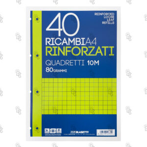 Ricambio per quaderni ad anelli Blasetti: A4, 80 g/mq, rigatura 10M, 40 fg.