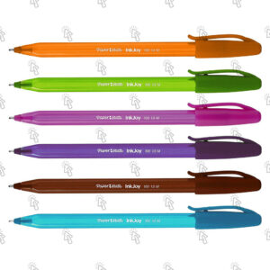 Penna Paper Mate InkJoy 100 CAP: assortiti, medio, 2x arancio, 2x verde chiaro, 2x rosa, 2x viola, 2x marrone, 2x blu sky, cf. da 12 pz.
