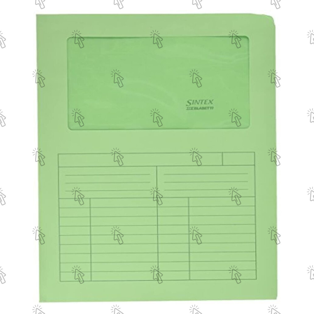 Cartelline Blasetti Sintex: 22 X 31 cm, verde, con finestra, cf. da 50 pz.