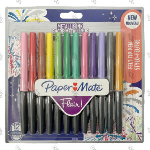 Penna a fibra Paper Mate Flair Metalilic: assortiti, 12 u.