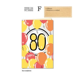 Biglietto aug. Cromo N.B.: 80 anni