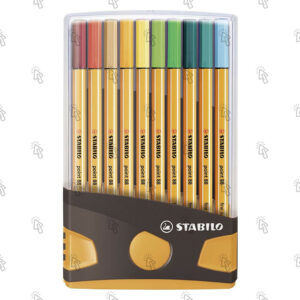 Penna a fibra Stabilo point 88 ColorParade: astuccio con 20 u., astuccio antracite-arancio