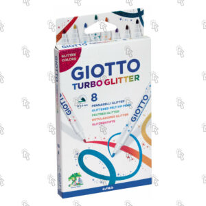 Pennarelli da disegno Giotto Turbo Glitter: astccuio appendibile con 8 u.