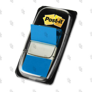 Segnapagina con lembo adesivo 3M Post-It Index 680-2: blu, 25.4 X 43.6 mm, 50 fogli, con dispenser