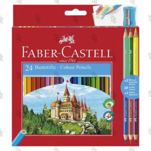 Matite colorate Faber-Castell Il Castello Eco + Biocolor: astuccio appendibile con 24 u.