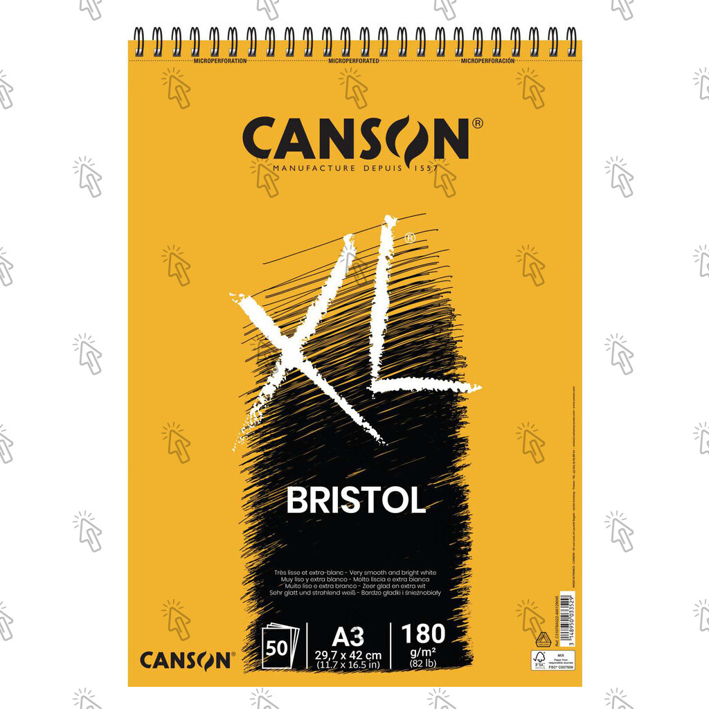 Carta per il disegno Canson XL Bristol: in fogli, blocco (album) con 50 u., 29,7 × 42 cm