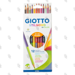 Pastelli a matita Giotto Stilnovo Bicolor: confezione con 12 u., mina assortiti (24)