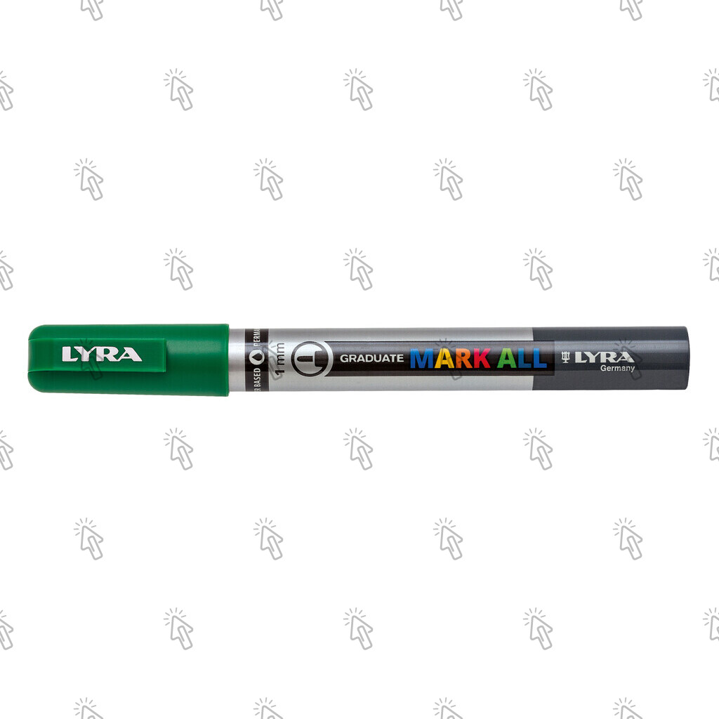 Marcatore a pennarello Lyra Graduate Mark All: confezione con 6 pz., inchiostro verde prato, punta 1 mm