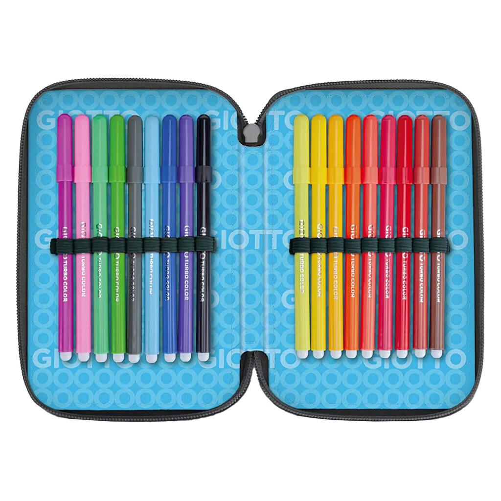 Astuccio 3 Zip Giotto Tris: rosso / nero, in tessuto - immagine 3