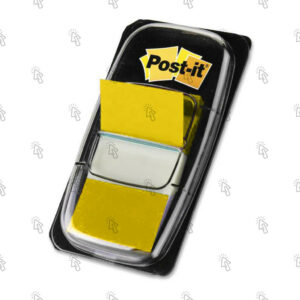 Segnapagina con lembo adesivo 3M Post-It Index 680-5: giallo, 25.4 X 43.6 mm, 50 fogli, con dispenser