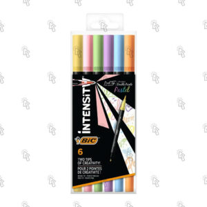 Pennarello Bic Intensity Dual Tip Brush: assortiti pastel, blister app. da 6 pz.