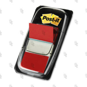 Segnapagina con lembo adesivo 3M Post-It Index 680-1: rosso, 25.4 X 43.6 mm, 50 fogli, con dispenser