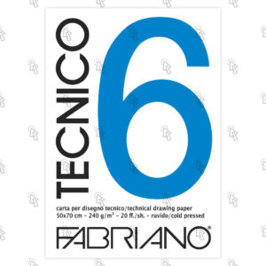 Album da disegno Fabriano Tecnico 6: 50 X 70 cm, 20 fogli, bianco, liscia